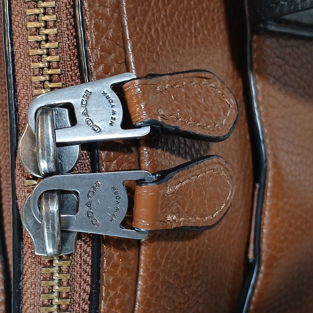 Coach Hamilton Brown Leather Double Zip  Men's Briefcase/ Shoulder Bag - Picture 10 of 16